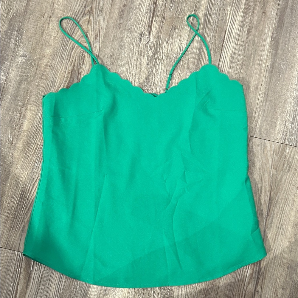 NWOT J. Crew Vibrant Green Scalloped Camisole